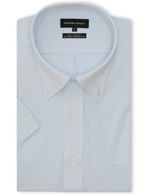 【大きいサイズ】グランバック/GRAND-BACK ノンアイロン ストレッチ ボタンダウン 半袖 ニット シャツ