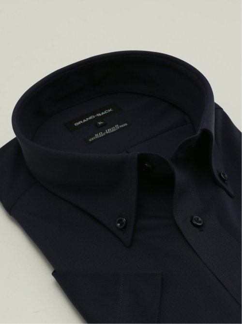 【大きいサイズ】グランバック/GRAND-BACK ノンアイロン ストレッチ ボタンダウン 半袖 ニット シャツ