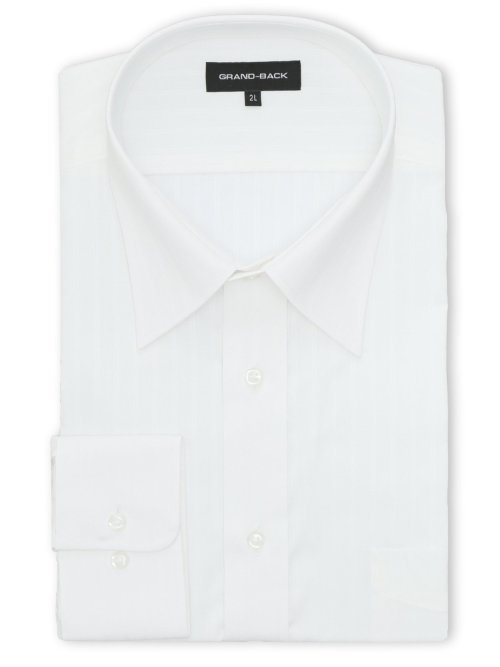 【大きいサイズ】グランバック/GRAND-BACK 綿100% 形態安定 セミワイドカラー長袖シャツ