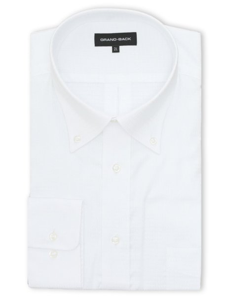 【大きいサイズ】グランバック/GRAND-BACK 綿100% 形態安定 ボタンダウン長袖シャツ