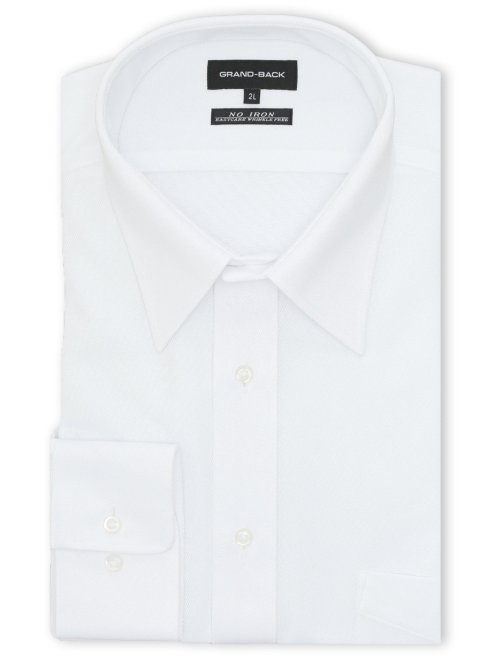 【大きいサイズ】グランバック/GRAND-BACK ノンアイロンストレッチ セミワイドカラー長袖ニットシャツ