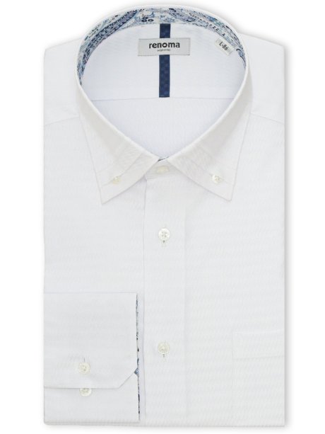 イージーアイロン NEWスタンダードフィット 3枚衿風ボタンダウン長袖シャツ