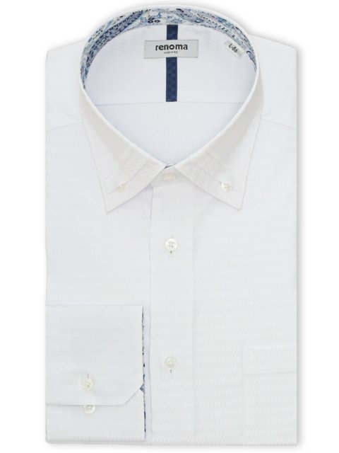 イージーアイロン NEWスタンダードフィット 3枚衿風ボタンダウン長袖シャツ