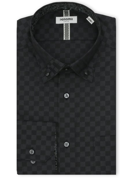 イージーアイロン NEWスタンダードフィット 3枚衿風ボタンダウン長袖シャツ