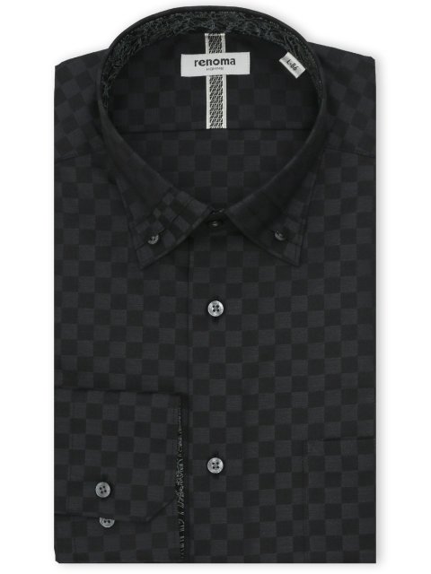 イージーアイロン NEWスタンダードフィット 3枚衿風ボタンダウン長袖シャツ