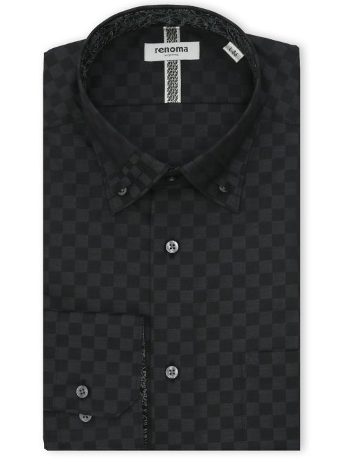 イージーアイロン NEWスタンダードフィット 3枚衿風ボタンダウン長袖シャツ