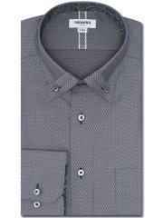 形態安定 スタンダードフィット 3枚衿風ボタンダウン長袖シャツ メンズ