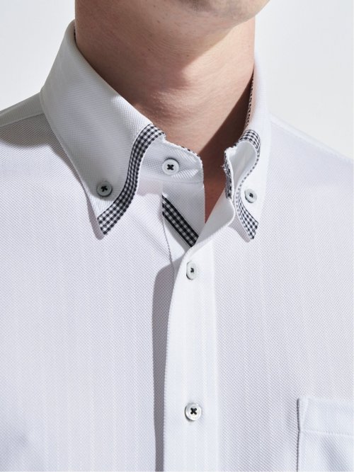 クールパス スタンダードフィット ボタンダウン半袖ニットシャツ