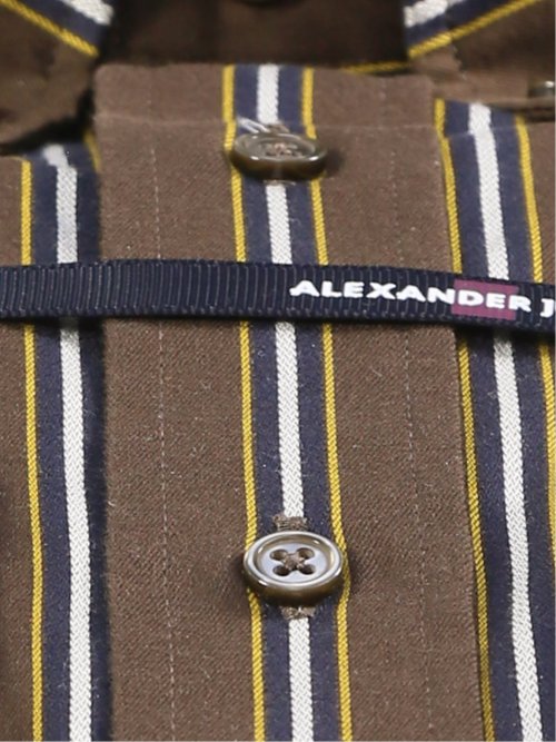 スーピマコットン ツイルストライプ スタンダードフィット ボタンダウン長袖シャツ