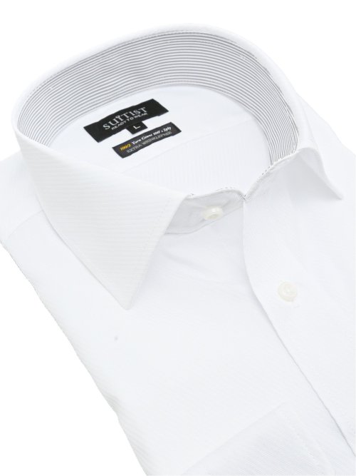 綿混双糸 形態安定 スタンダードフィット ワイドカラー長袖シャツ