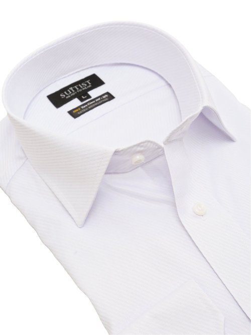綿混双糸 形態安定 スタンダードフィット ワイドカラー長袖シャツ
