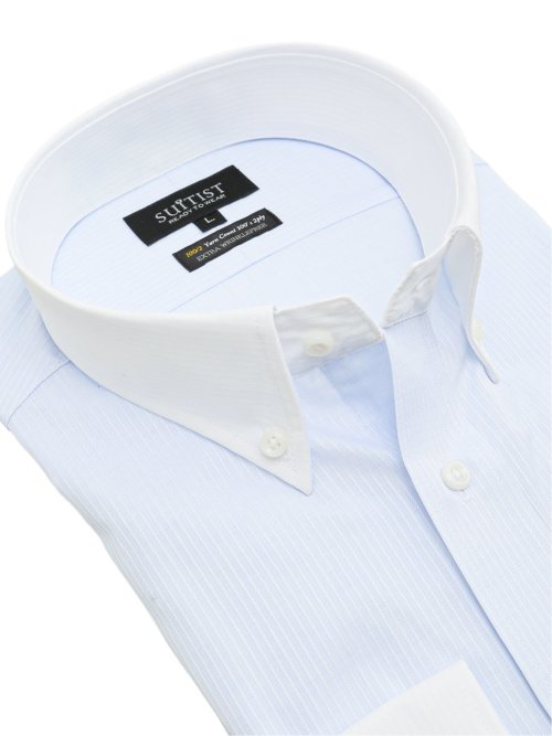 綿混双糸 形態安定 スタンダードフィット ボタンダウン長袖シャツ