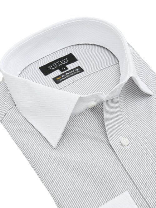 綿混双糸 形態安定 スタンダードフィット ワイドカラー長袖シャツ