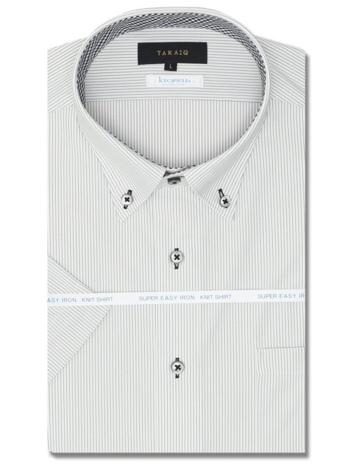 アイスカプセル スタンダードフィット ボタンダウン半袖ニットシャツ