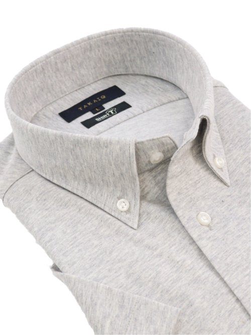 SHIRT-T スタンダードフィット ボタンダウン半袖ニットシャツ