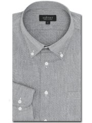 リネン混クールマックス スタンダードフィット ボタンダウン長袖シャツ