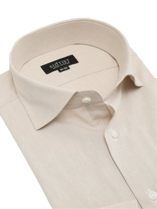 リネン混クールマックス スタンダードフィット カッタウェイ長袖シャツ