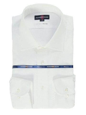 綿80双糸 レノクロス スタンダードフィット ワイドカラー長袖シャツ