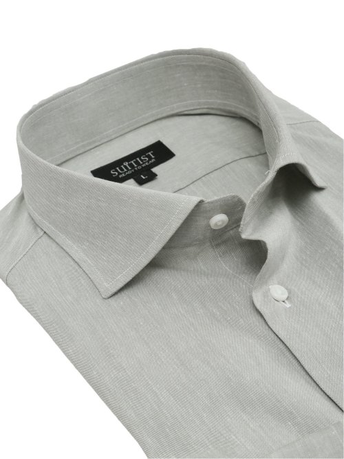 リネン混クールマックス スタンダードフィット カッタウェイ長袖シャツ