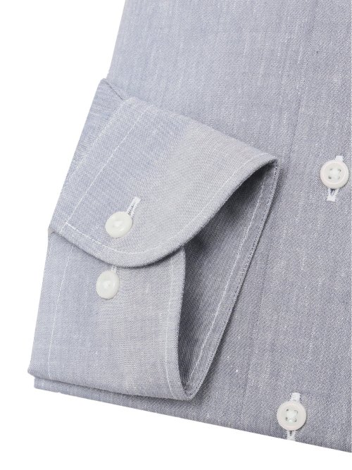 リネン混クールマックス スタンダードフィット ボタンダウン長袖シャツ