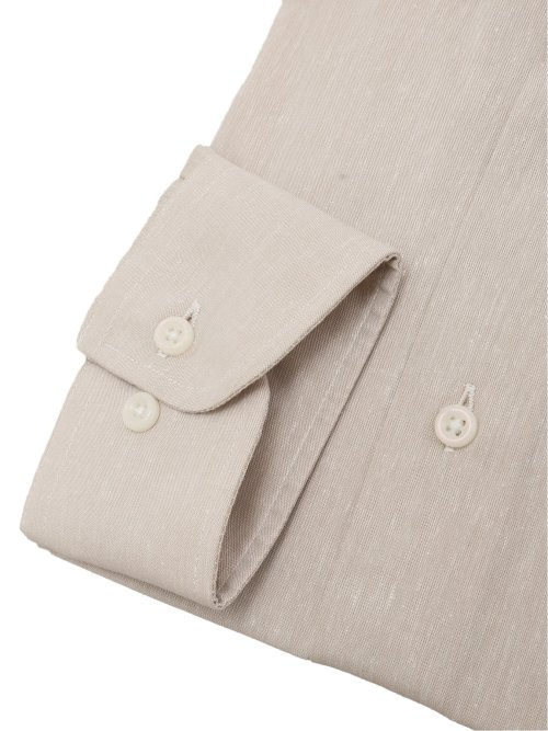 リネン混クールマックス スタンダードフィット ボタンダウン長袖シャツ