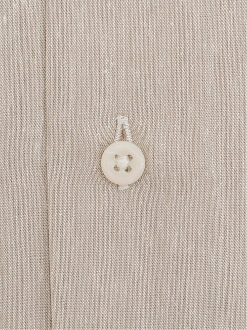 リネン混クールマックス スタンダードフィット ボタンダウン長袖シャツ