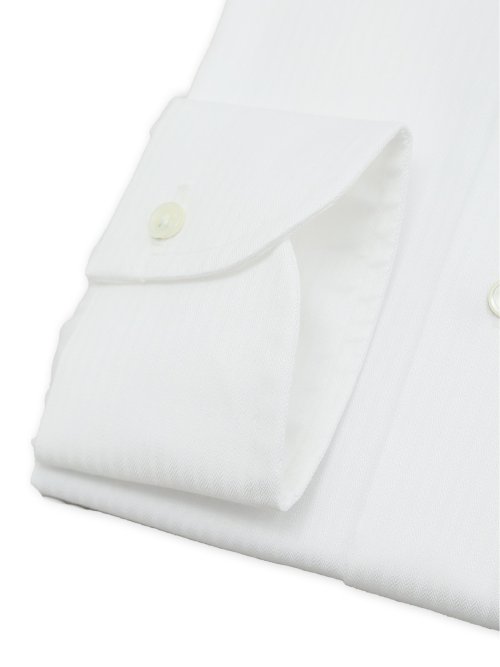 綿混双糸 ストレッチ テーラードフィット ワイドカラー長袖シャツ
