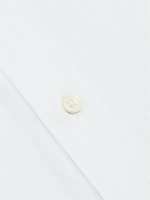 綿混双糸 ストレッチ テーラードフィット ワイドカラー長袖シャツ