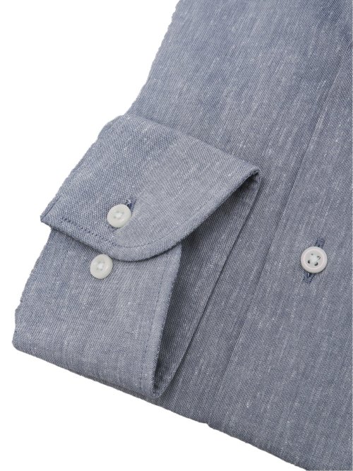 リネン混クールマックス スタンダードフィット ワイドカラー長袖シャツ