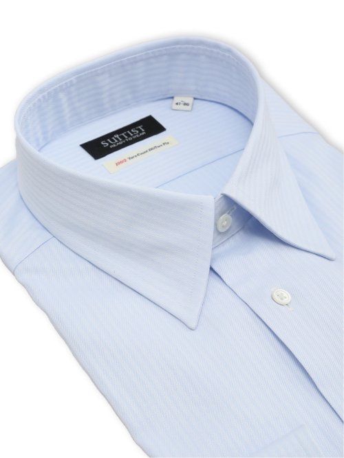 綿混双糸 ストレッチ テーラードフィット レギュラーカラー長袖シャツ