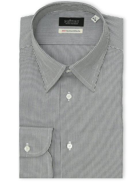 綿混双糸 ストレッチ テーラードフィット レギュラーカラー長袖シャツ