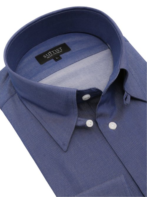 綿100% スタンダードフィット タブカラー長袖シャツ