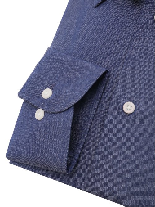 綿100% スタンダードフィット タブカラー長袖シャツ