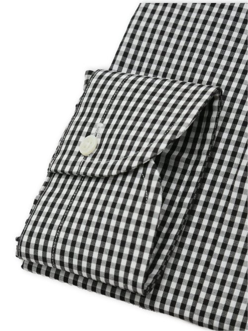 綿混双糸 ストレッチ テーラードフィット ワイドカラー長袖シャツ