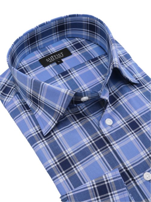 綿100% スタンダードフィット ワイドカラー長袖シャツ