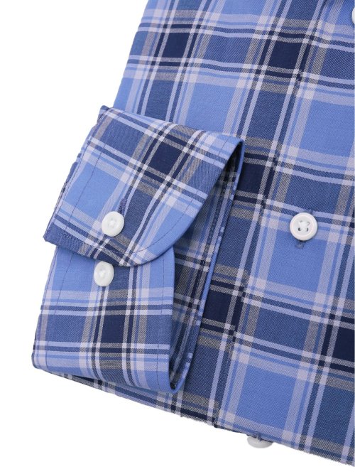 綿100% スタンダードフィット ワイドカラー長袖シャツ