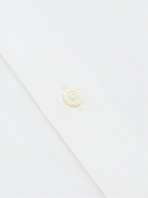 綿混双糸 ストレッチ テーラードフィット ワイドカラー 長袖シャツ