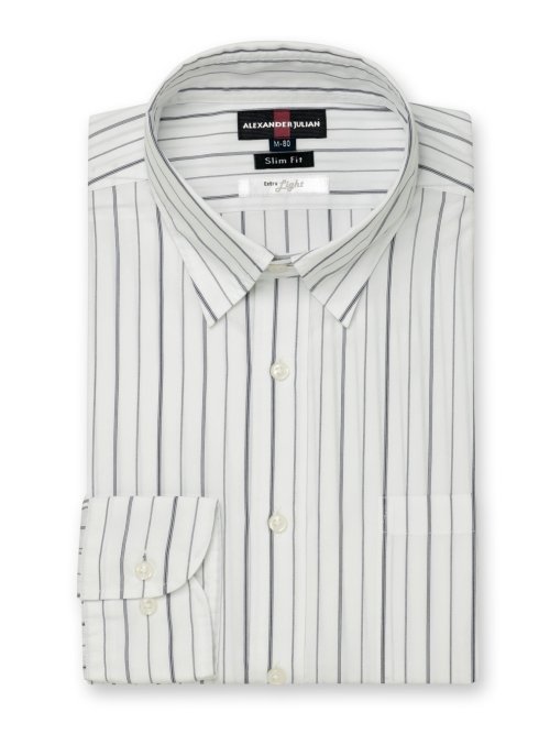 軽量 スリムフィット レギュラーカラー長袖シャツ(S：37-80 01白