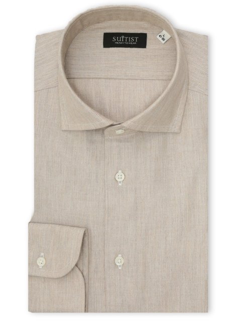 綿100% フランネル テーラードフィット ワイドカラー長袖シャツ