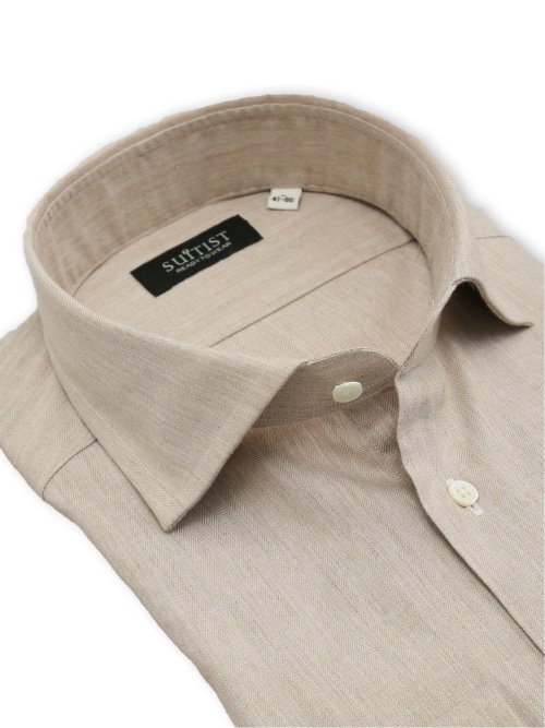 綿100% フランネル テーラードフィット ワイドカラー長袖シャツ