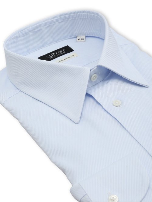 綿混双糸 ストレッチ テーラードフィット レギュラーカラー 長袖シャツ