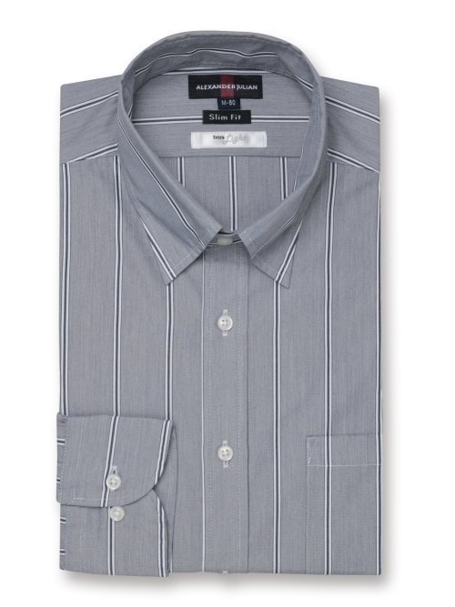 軽量 スリムフィット レギュラーカラー長袖シャツ(S：37-80 70青