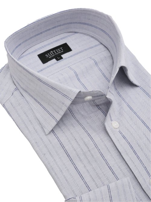 綿麻 スタンダードフィット ワイドカラー長袖シャツ