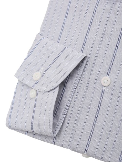 綿麻 スタンダードフィット ワイドカラー長袖シャツ