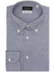 綿混双糸 ストレッチ テーラードフィット ボタンダウン 長袖シャツ