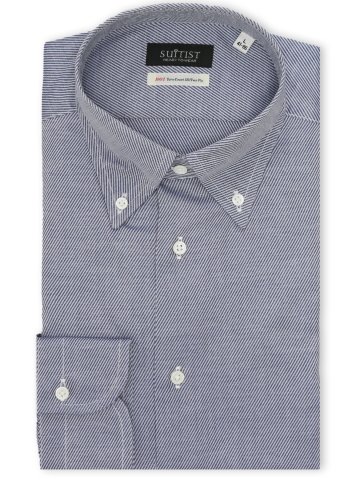 綿混双糸 ストレッチ テーラードフィット ボタンダウン 長袖シャツ