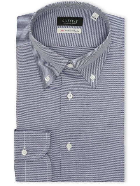 綿混双糸 ストレッチ テーラードフィット ボタンダウン 長袖シャツ