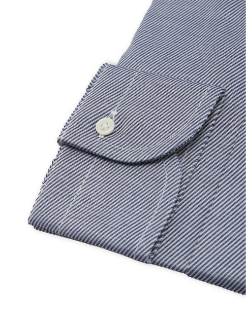 綿混双糸 ストレッチ テーラードフィット ボタンダウン 長袖シャツ