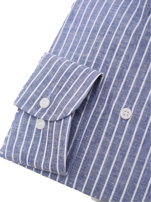 綿麻 スタンダードフィット カッタウェイ長袖シャツ