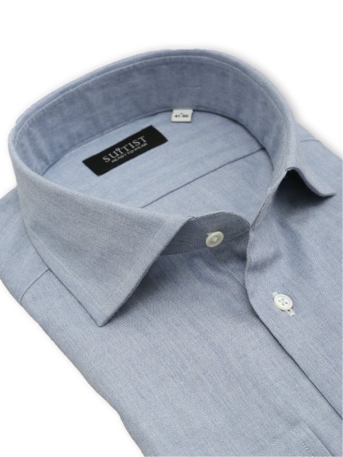 綿100% フランネル テーラードフィット ワイドカラー長袖シャツ